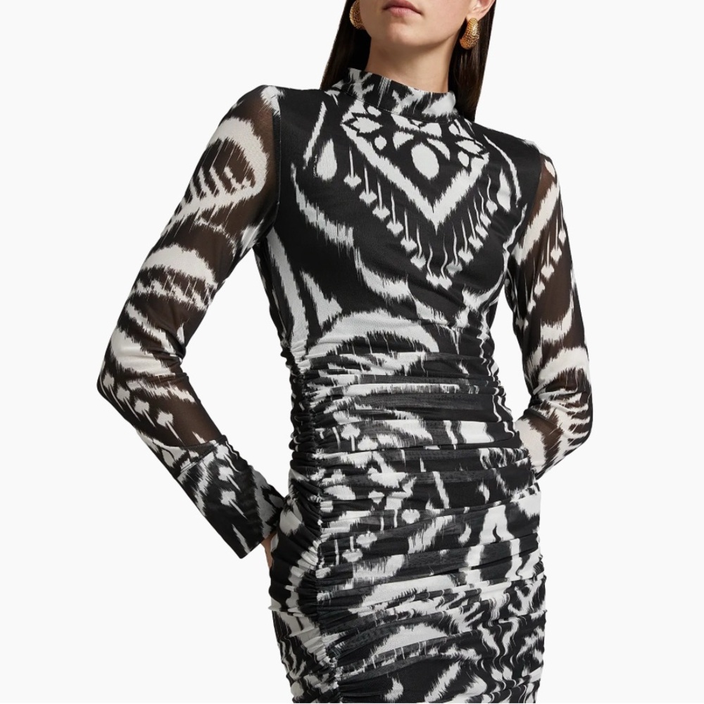 Farm Rio Ikat Ruched Tulle Midi-Dress - Picture 6 of 11